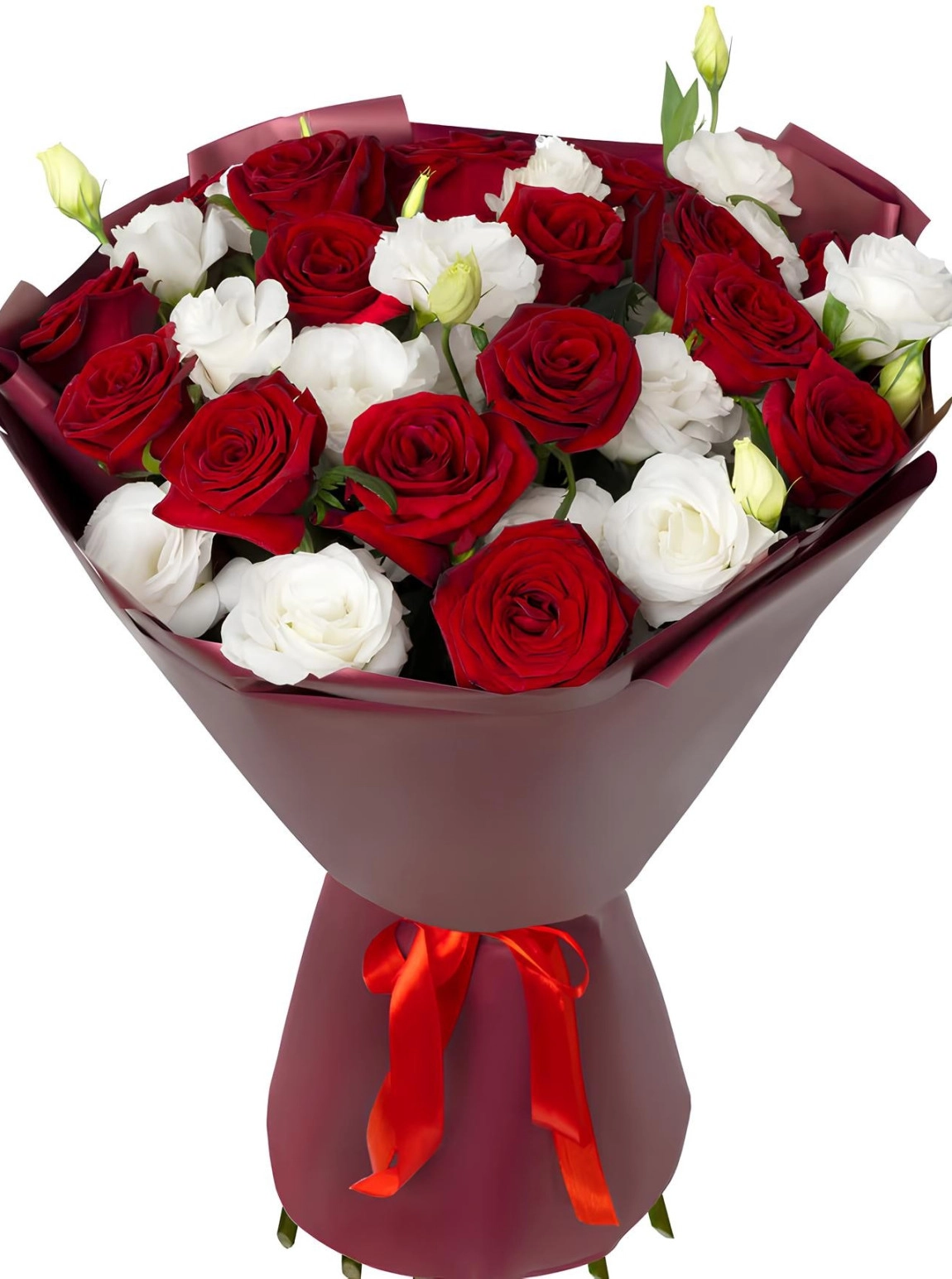 17 Kırmızı ve Beyaz Gül Buketi
