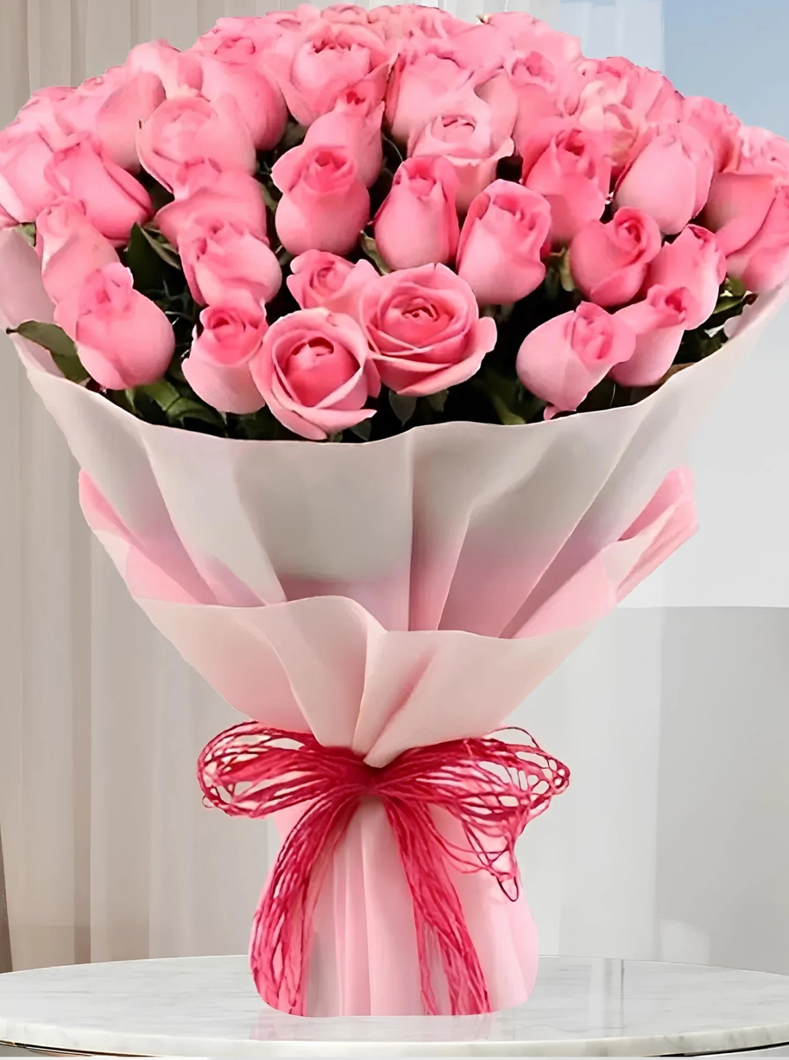 50 Adet Pembe Gül Buketi