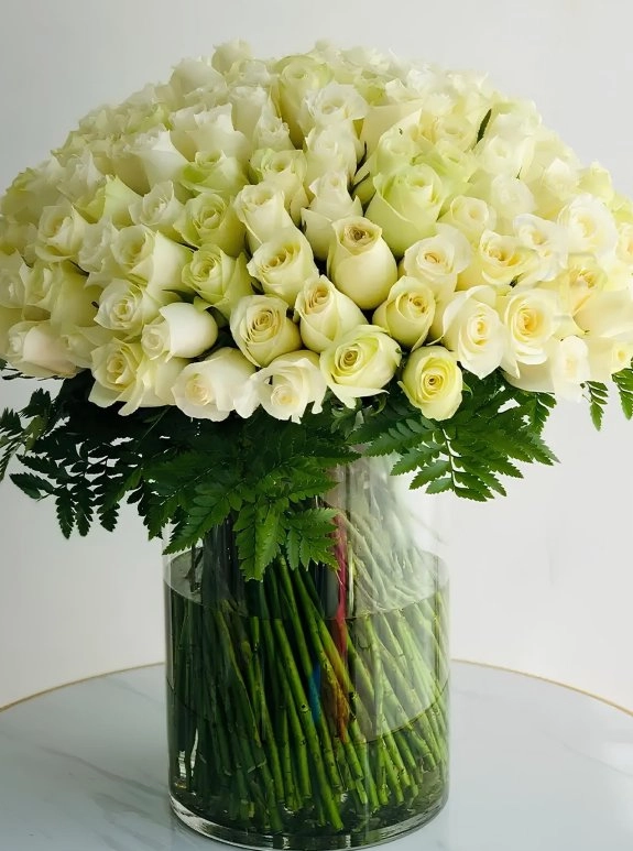 Vazoda 101 Tane Beyaz Gül