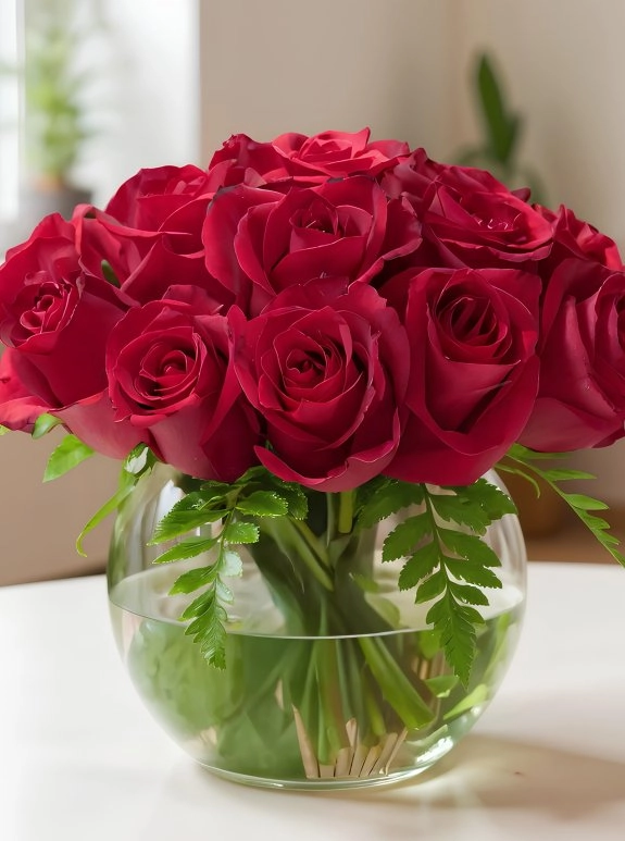 Vazoda Büyük Boy 10 Tane Gül